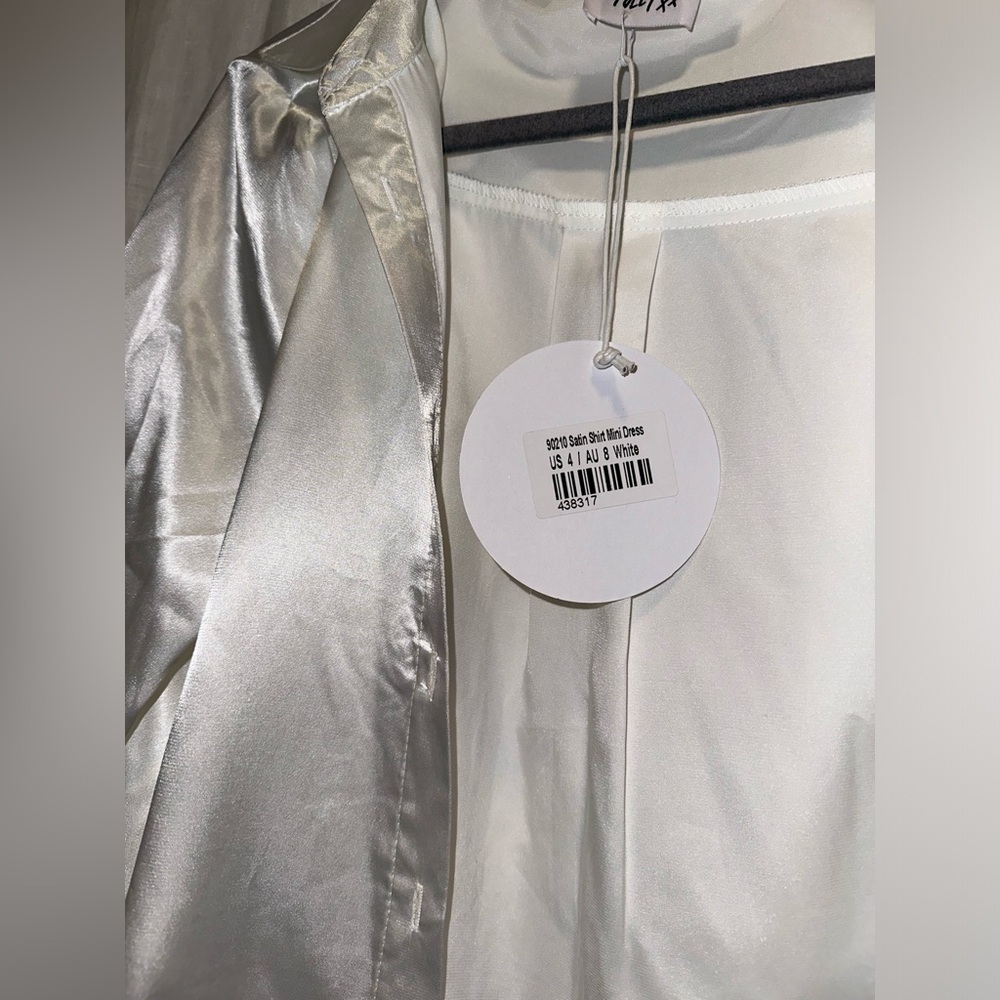 Princess Polly satin shirt dress in white